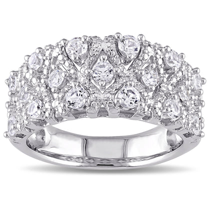 1 1/3 ct TGW Created white sapphire fashion ring silver