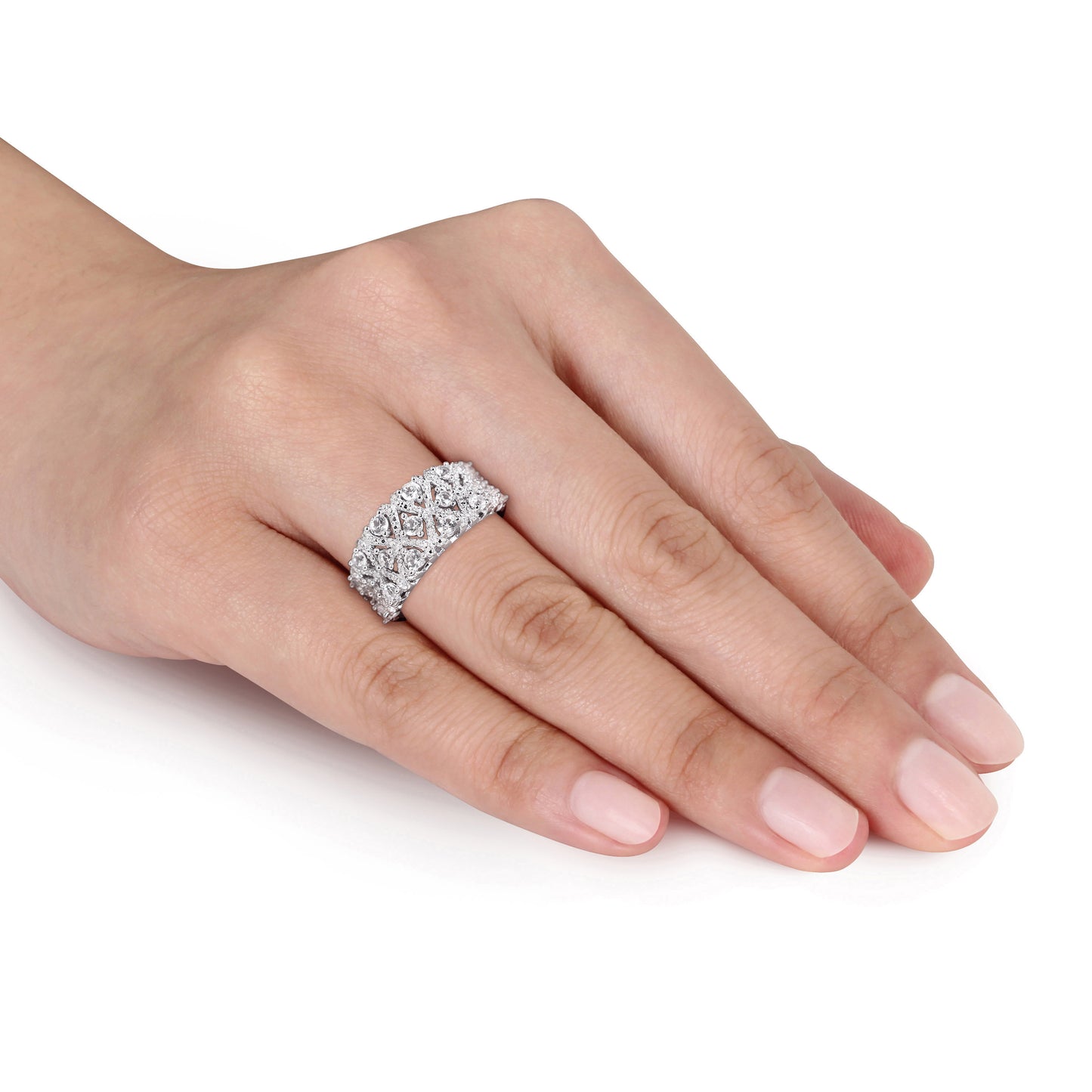 1 1/3 ct TGW Created white sapphire fashion ring silver