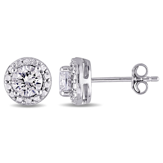 1 1/3 ct TGW Created white sapphire fashion post earrings silver