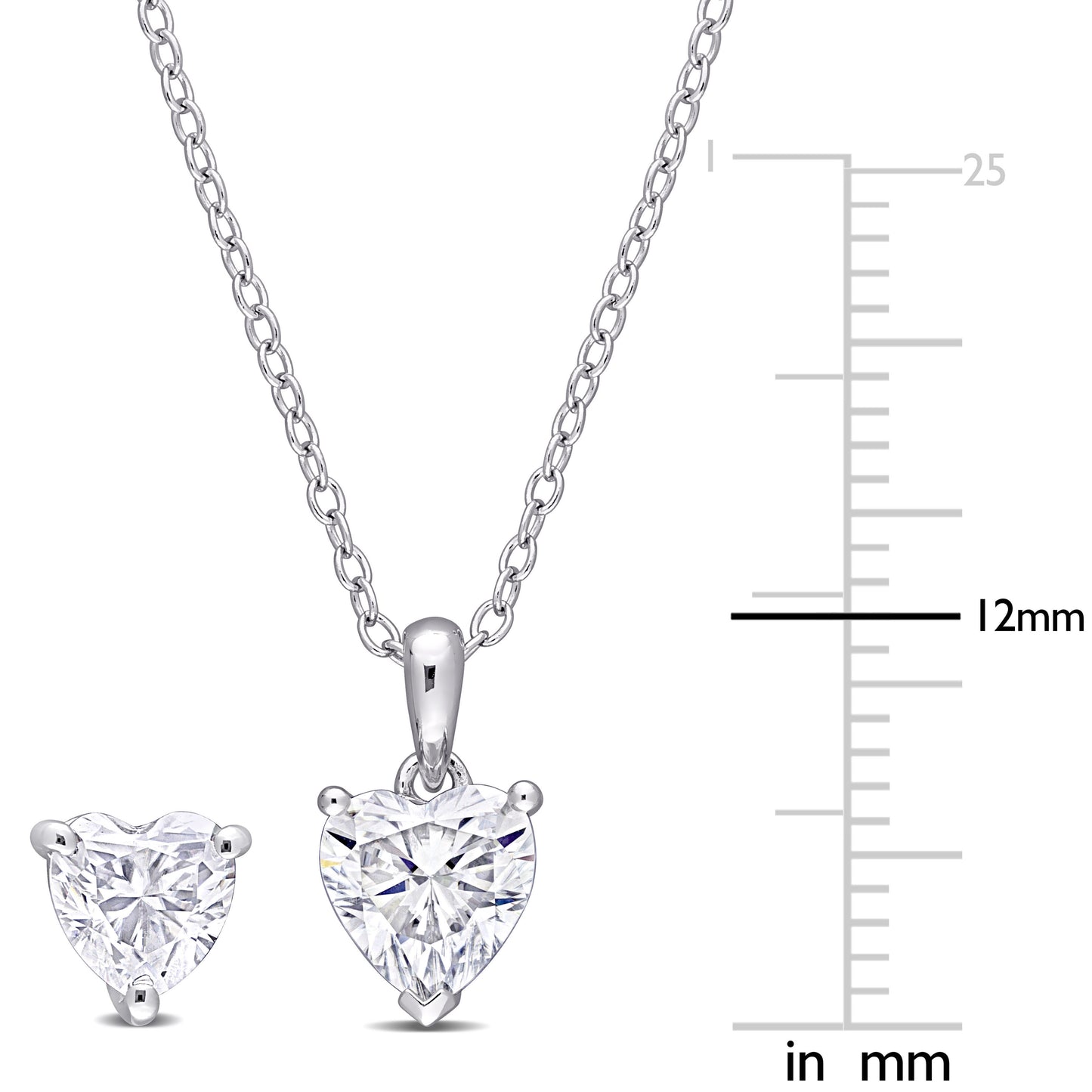 2 ct Dew created moissanite-white fashion earrings & pendant set with chain silver