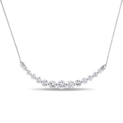 5.07 CT TGW Created White Sapphire Necklace With Chain 10k White Gold Length (inches): 17 + 2 Ext.