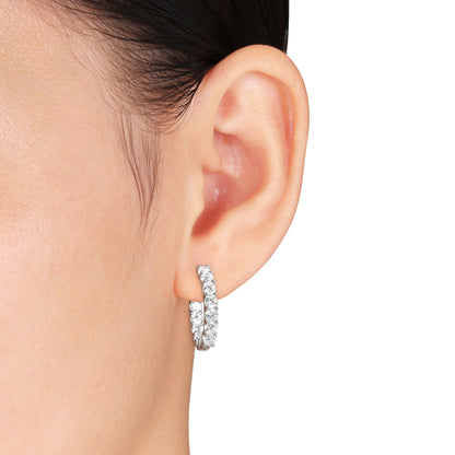 4 1/10 ct TGW Created white sapphire hoop earrings silver