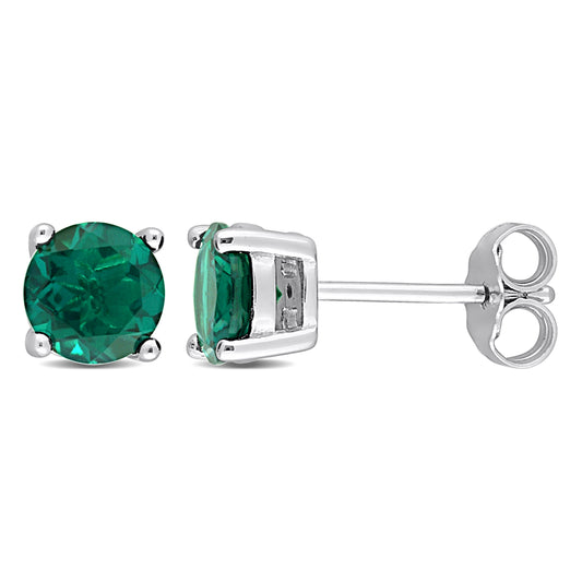 1 3/4 ct TGW created emerald stud earrings silver