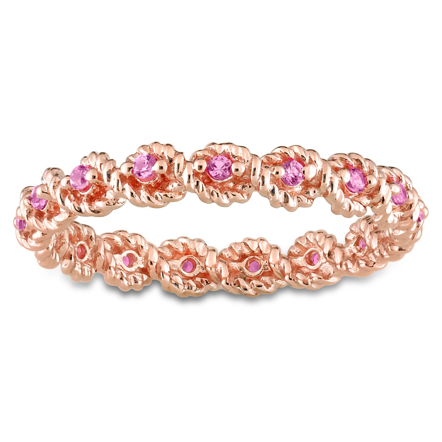 1/5 CT TGW Created Pink Sapphire Fashion Ring 10k Pink Gold