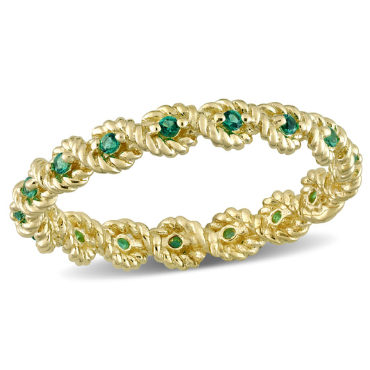 1/6 CT TGW Created Emerald Fashion Ring 10k Yellow Gold