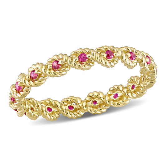 1/4 CT TGW Created Ruby Fashion Ring 10k Yellow Gold