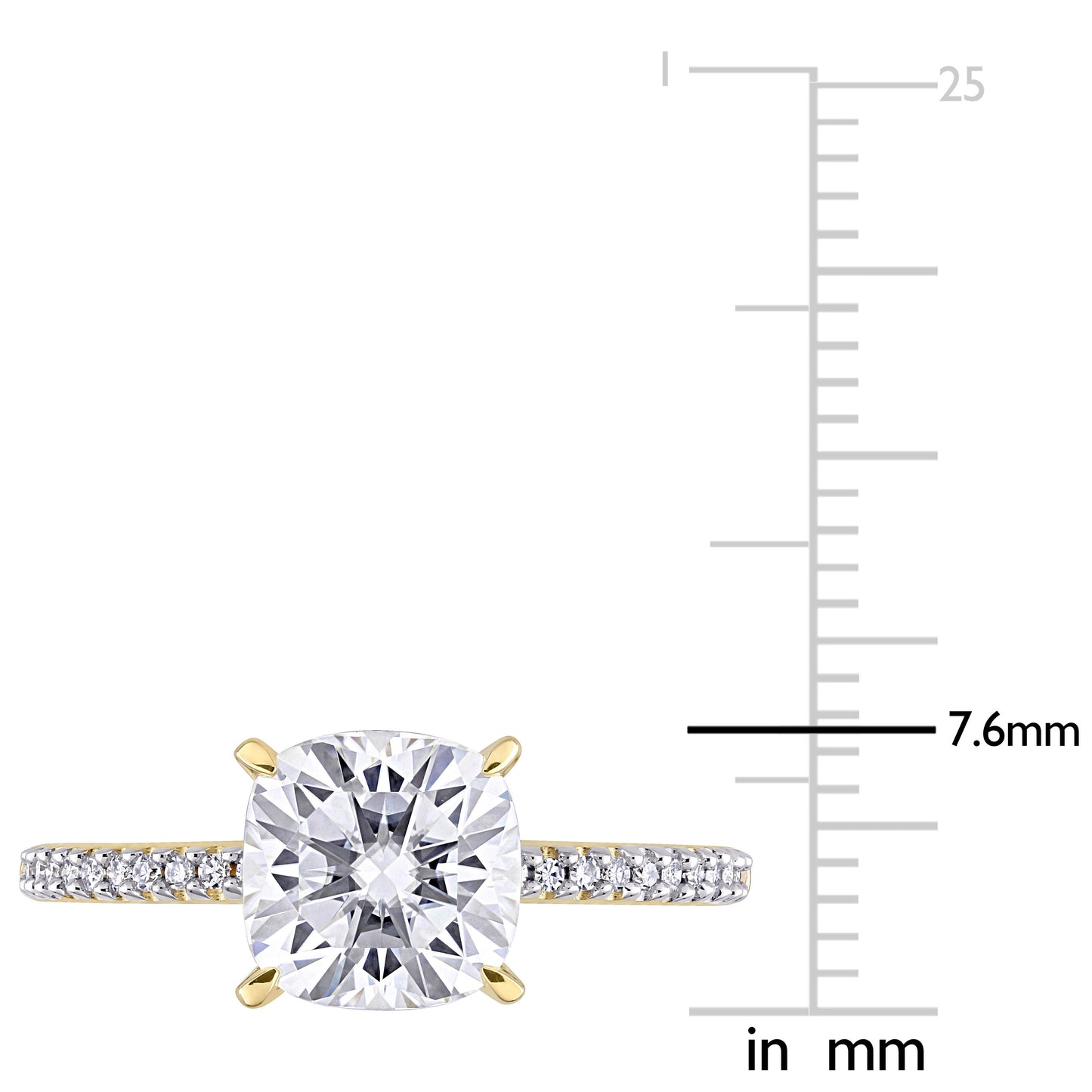 2ct Dew created white moissanite and 1/10ct tw diamond solitaire engagement ring in 14k gold