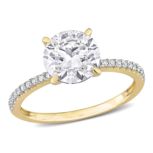 1/10 CT Diamond TW And 2 CT DEW Created Moissanite-White Fashion Ring 14k Gold GH I1;I2