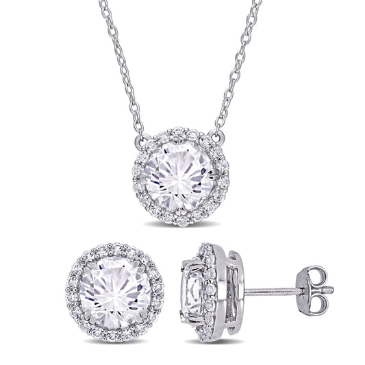 8 1/3 ct TGW Created white sapphire fashion earring & pendant with chain silver