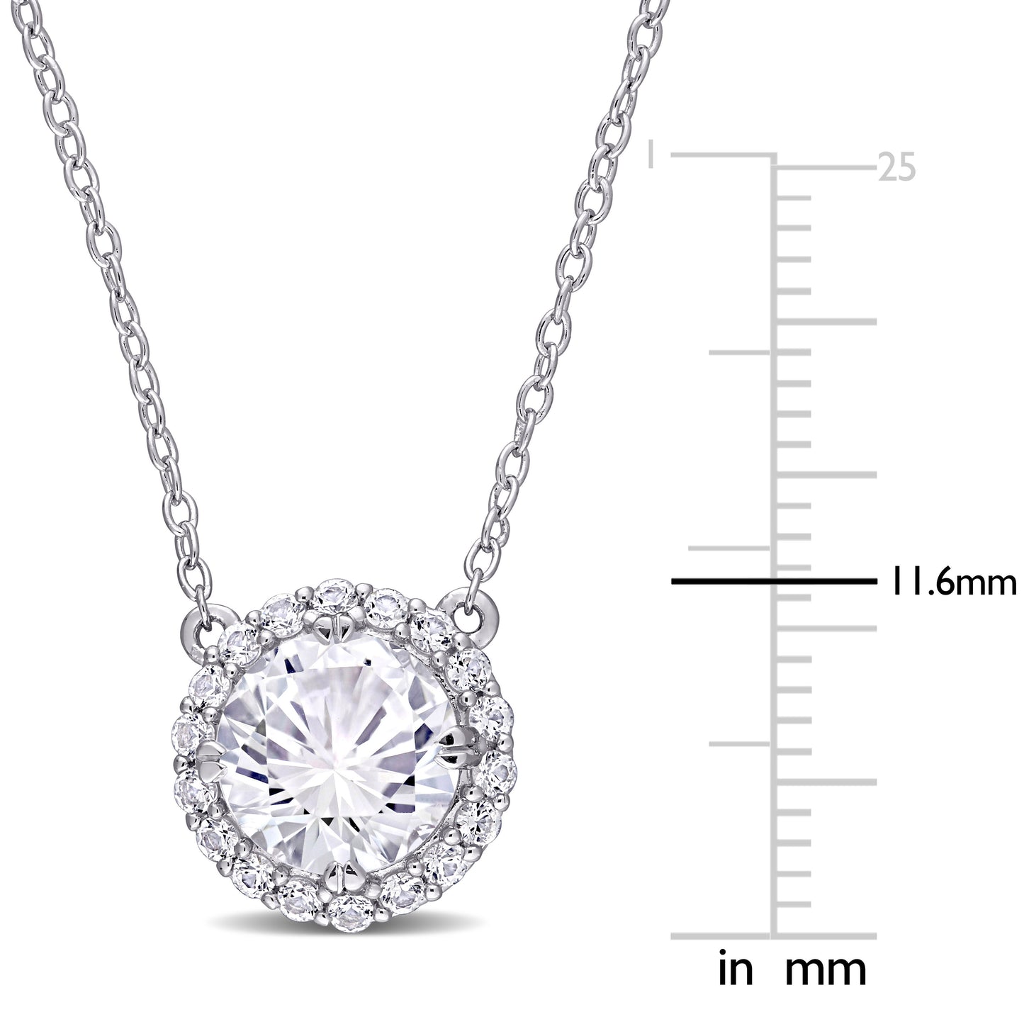 2 3/4 ct TGW Created white sapphire fashion pendant with chain silver