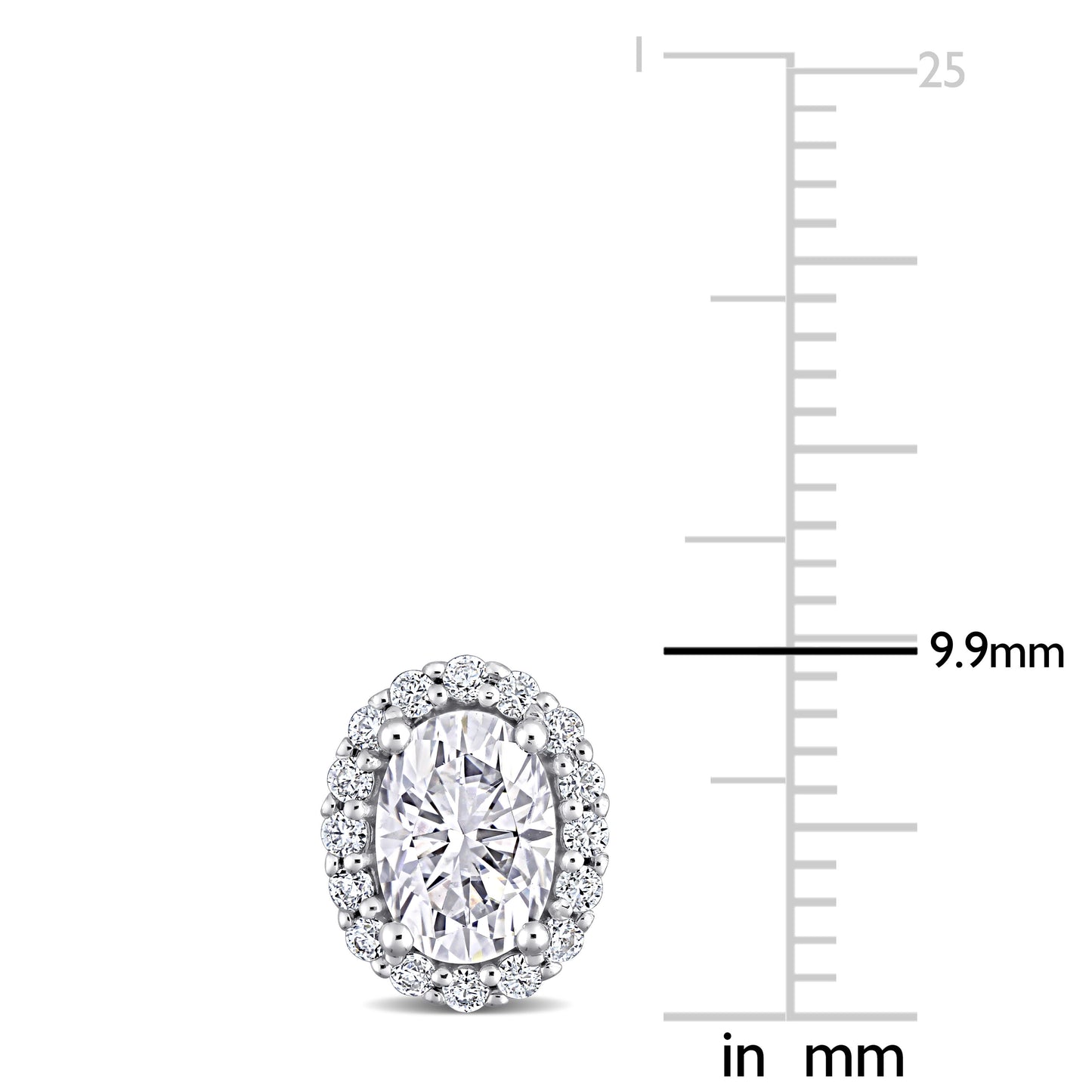 10k White Gold Moissanite Oval Stud Earrings