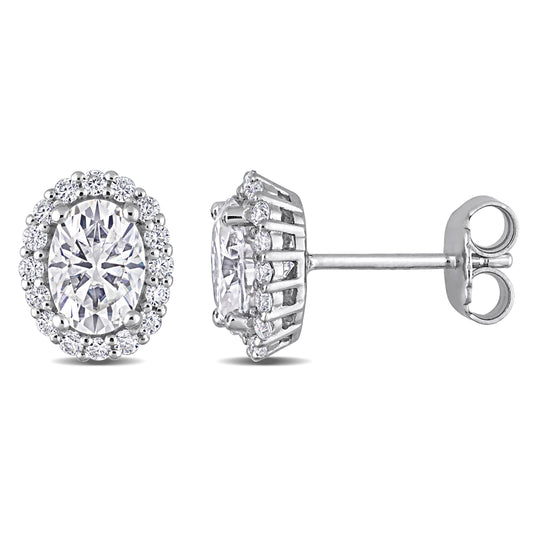2 1/3 ct Dew created moissanite-white fashion post earrings silver