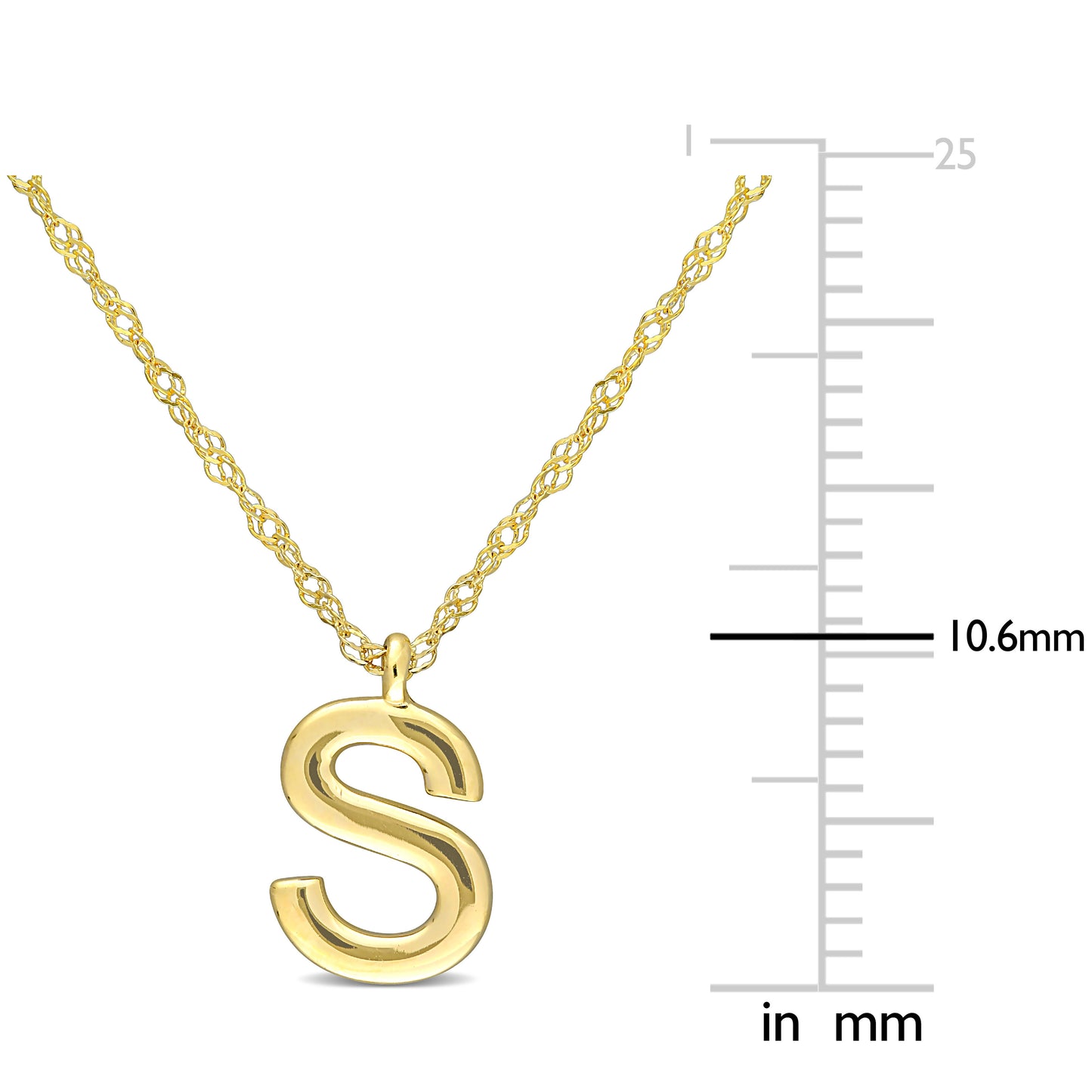 Initial "S" Pendant With Chain 14k Yellow Gold