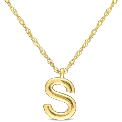 Initial "S" Pendant With Chain 14k Yellow Gold