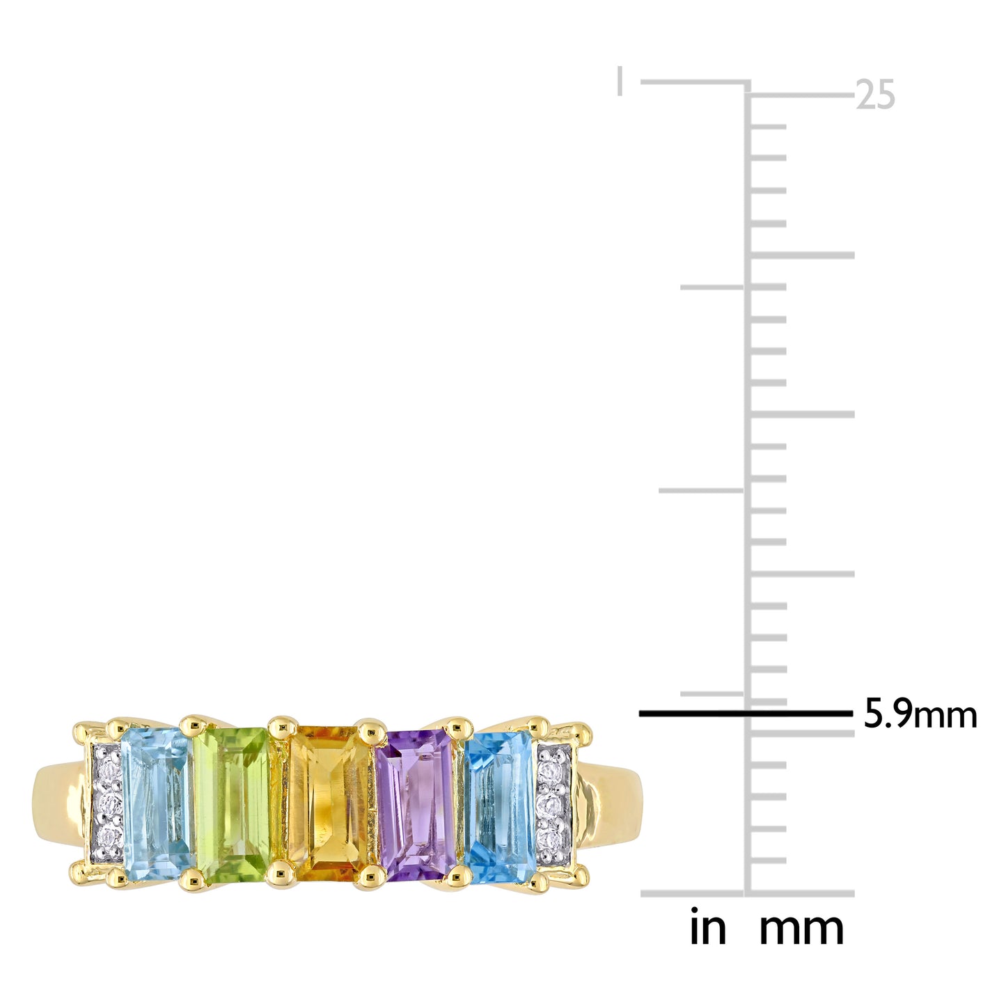 1 1/4 ct TWS Blue topaz - sky peridot citrine rose de france blue topaz - swiss white topaz fashion ring yellow silver