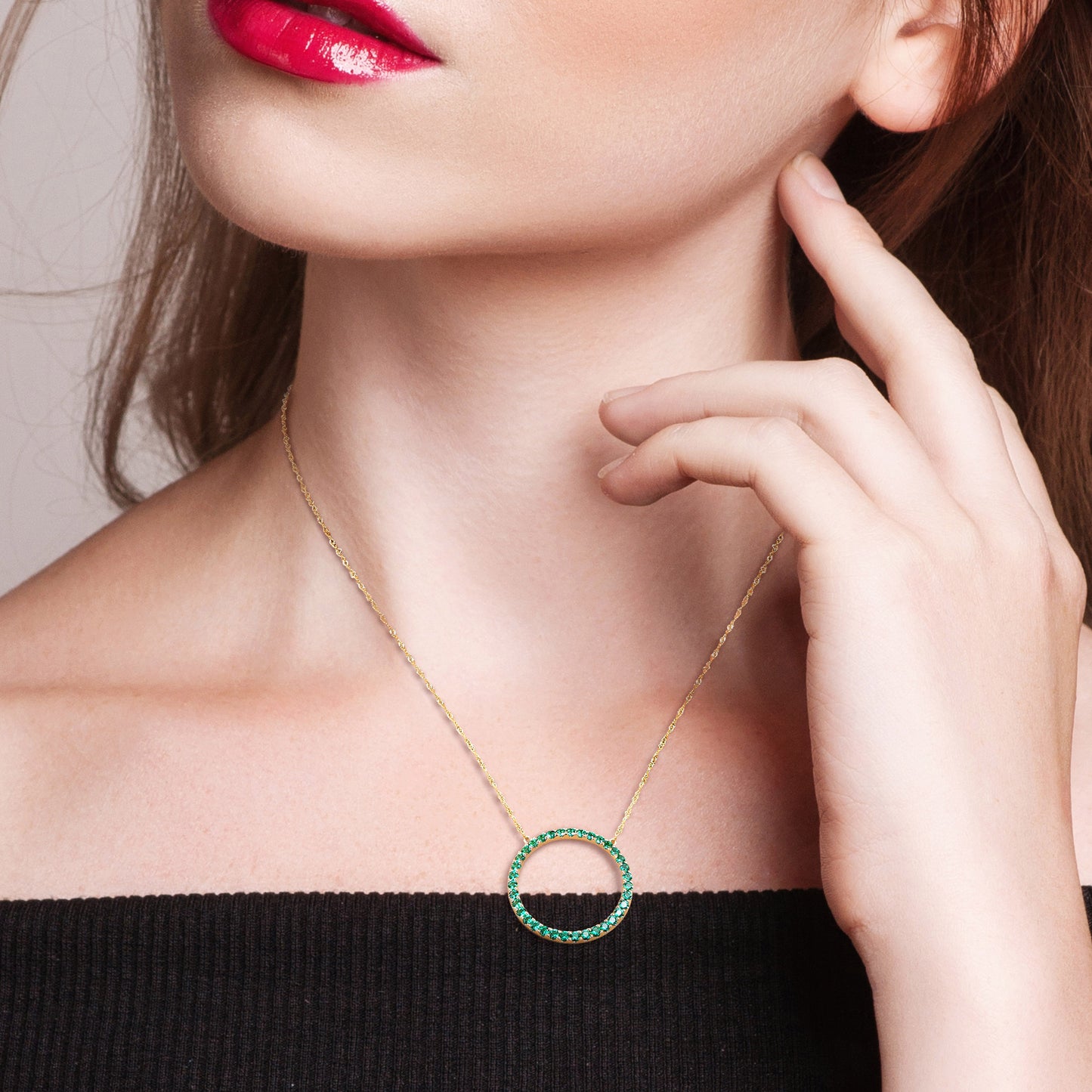 7/8 CT TGW Created Emerald Fashion Pendant With Chain 10k Yellow Gold