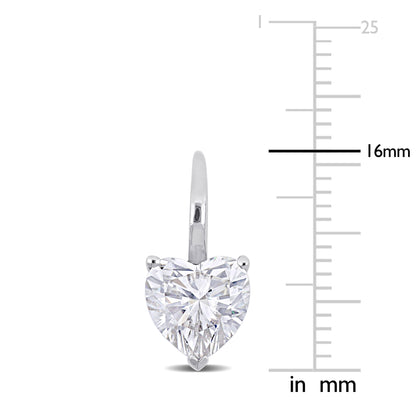 4ct Dew heart shaped created moissanite leverback earrings in 14k white gold