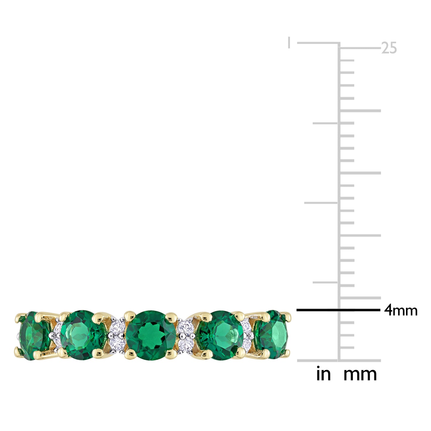 1 2/5 ct TGW Created emerald created white sapphire fashion ring yellow silver yellow plated