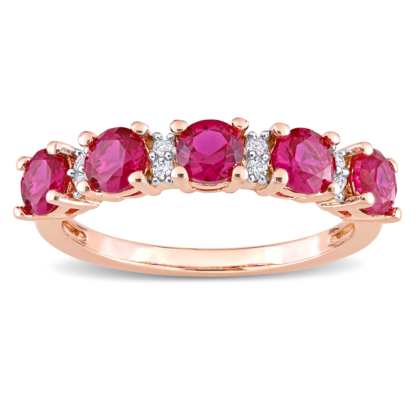 1 5/8 ct TGW Created ruby created white sapphire fashion ring pink silver pink plated