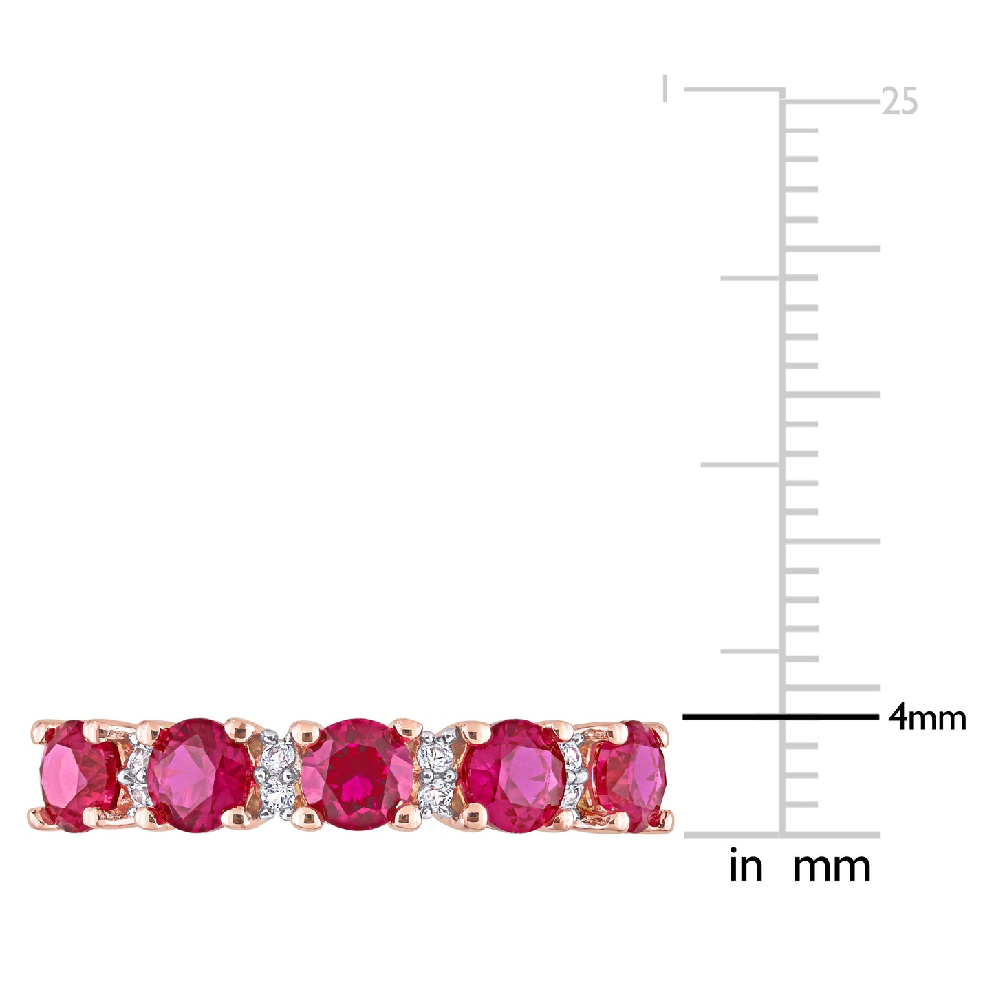 1 5/8 ct TGW Created ruby created white sapphire fashion ring pink silver pink plated