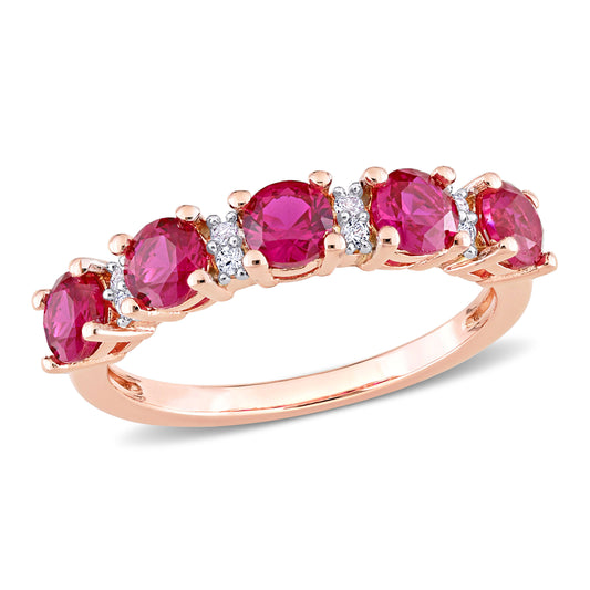 1 5/8 ct TGW Created ruby created white sapphire fashion ring pink silver pink plated