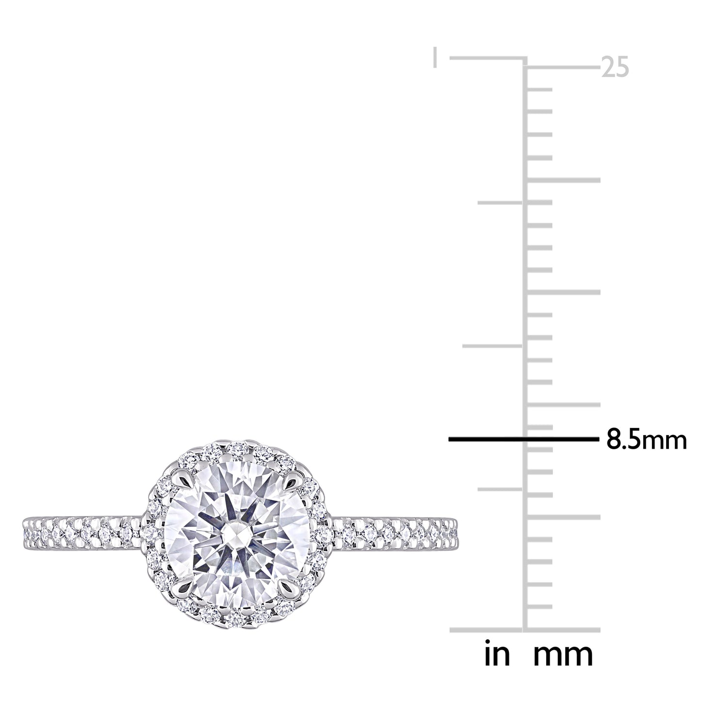 1 1/4 ct Dew created moissanite-white fashion ring silver