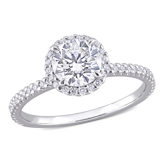1 1/4 ct Dew created moissanite-white fashion ring silver