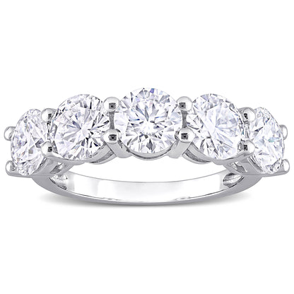 4ct Dew created moissanite semi eternity band in 10k white gold