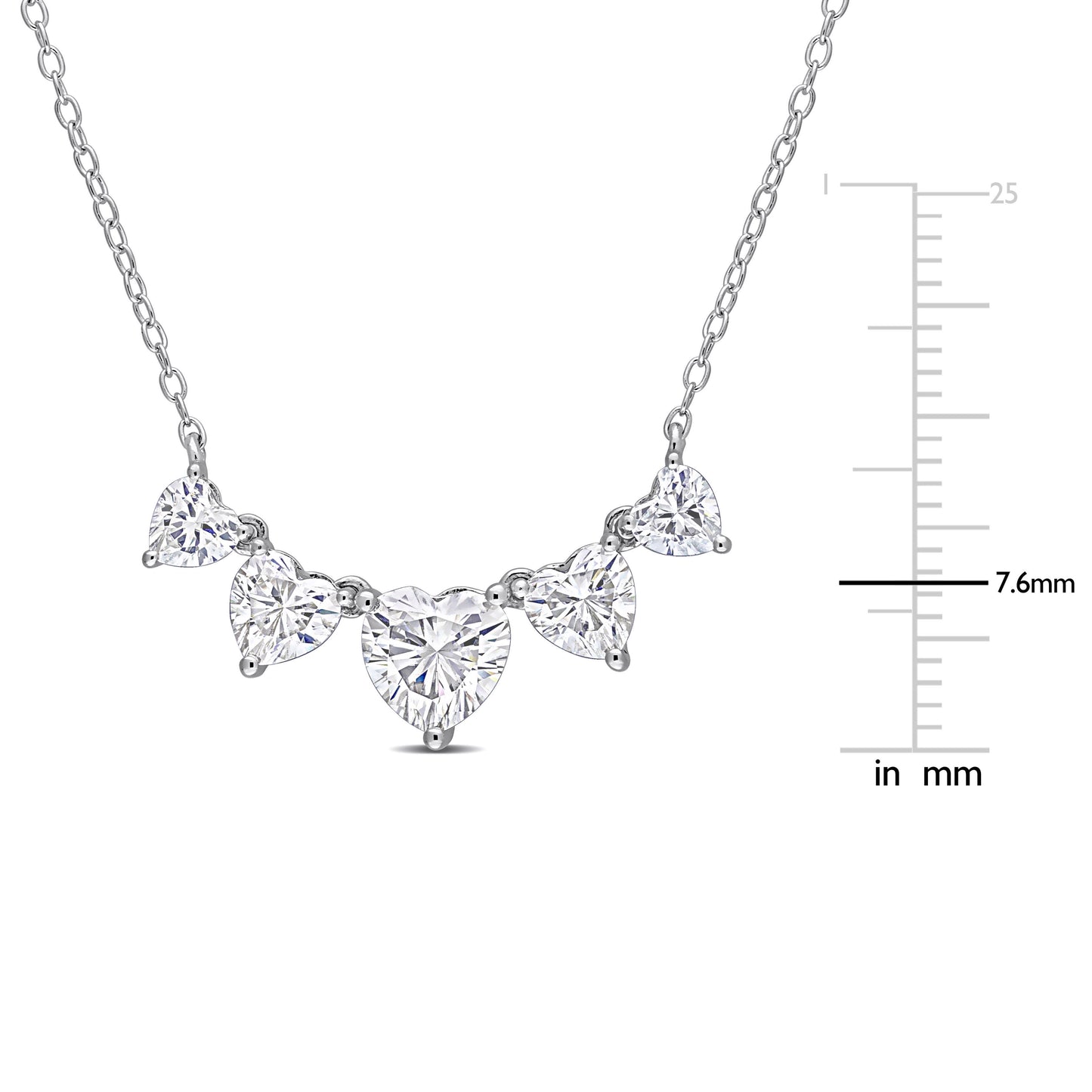 Moissanite Graduated Heart Necklace