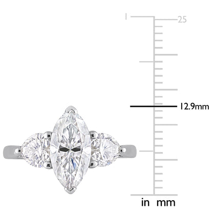 2 1/2 ct Dew created moissanite-white fashion ring silver