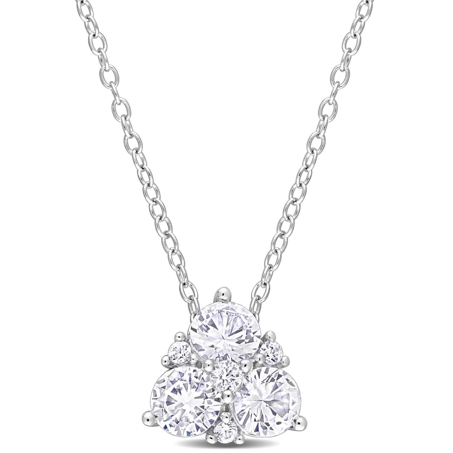 1 1/2 ct TGW Created white sapphire fashion pendant with chain silver