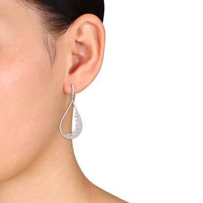 1 5/8 ct Dew created moissanite-white hoop earrings silver