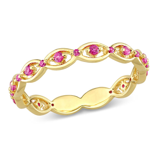 1/3 ct TGW Created ruby fashion ring yellow silver yellow plated
