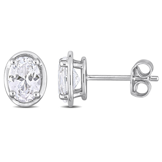2.54 ct TGW Created white sapphire fashion post earrings silver