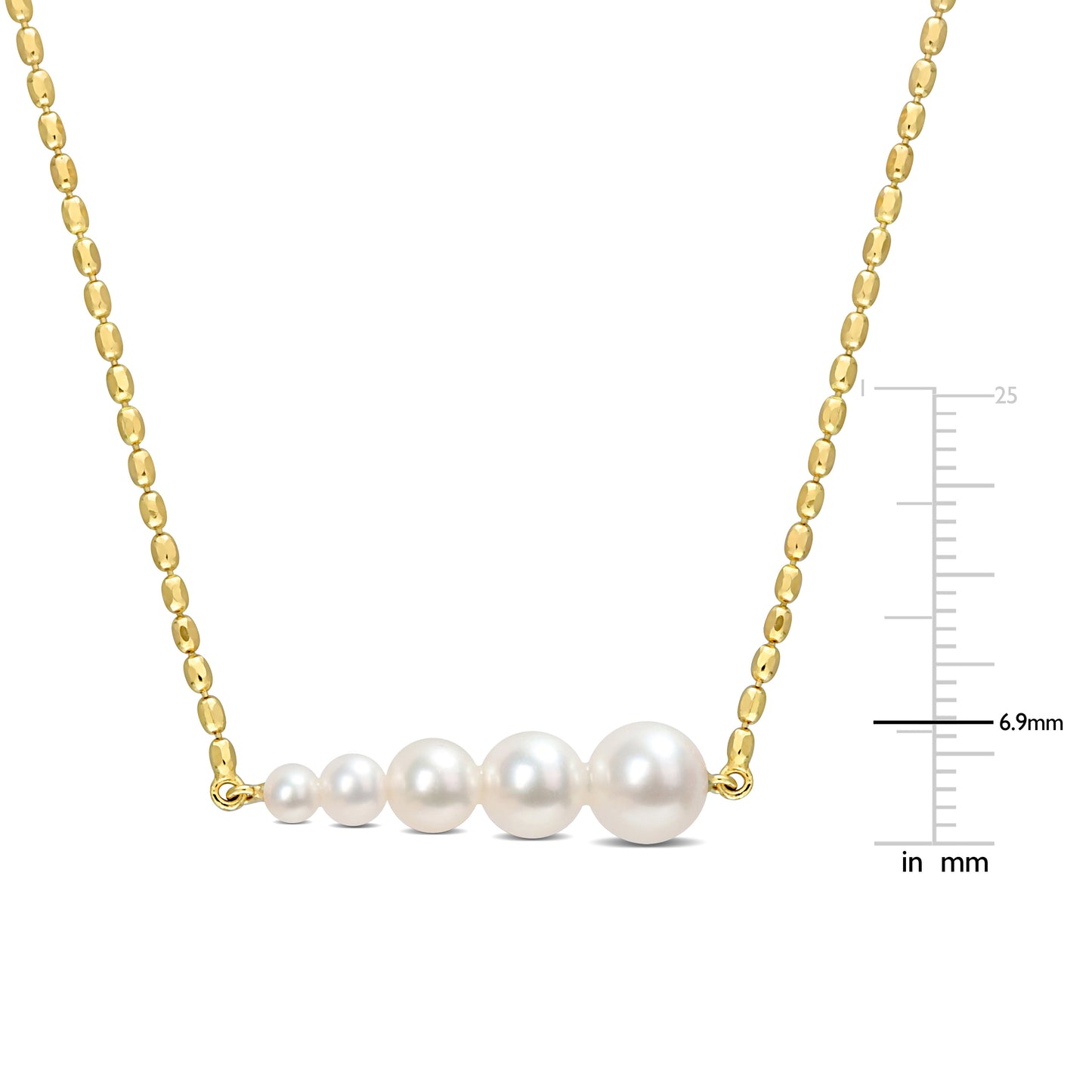 White Freshwater Cultured Pearl Fashion Pendant With Chain Yellow Silver 18KY Micron Plated