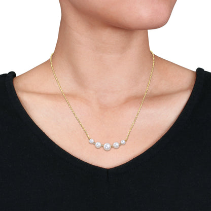 White Topaz and White Freshwater Cultured Pearl Necklace