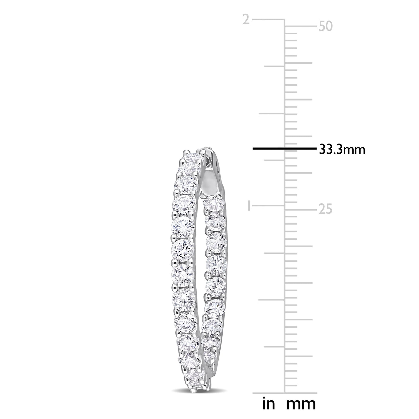 6 7/8 ct TGW Created white sapphire hoop earrings silver