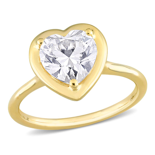 2ct Dew heart-shaped created moissanite engagement ring in 10k yellow gold