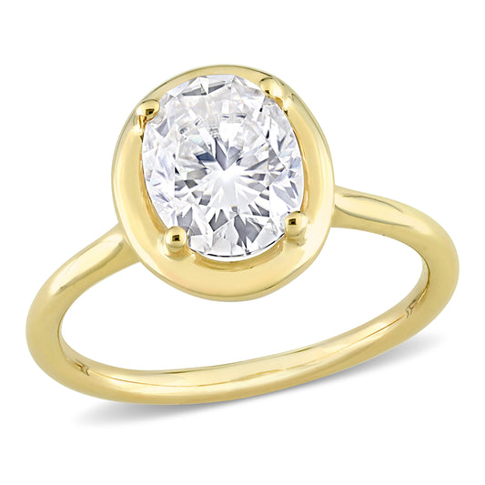 2ct Dew oval shape created moissanite engagement ring in 10k yellow gold