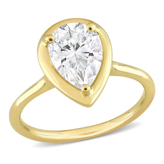 2 CT DEW Created Moissanite-White Fashion Ring 10k Yellow Gold