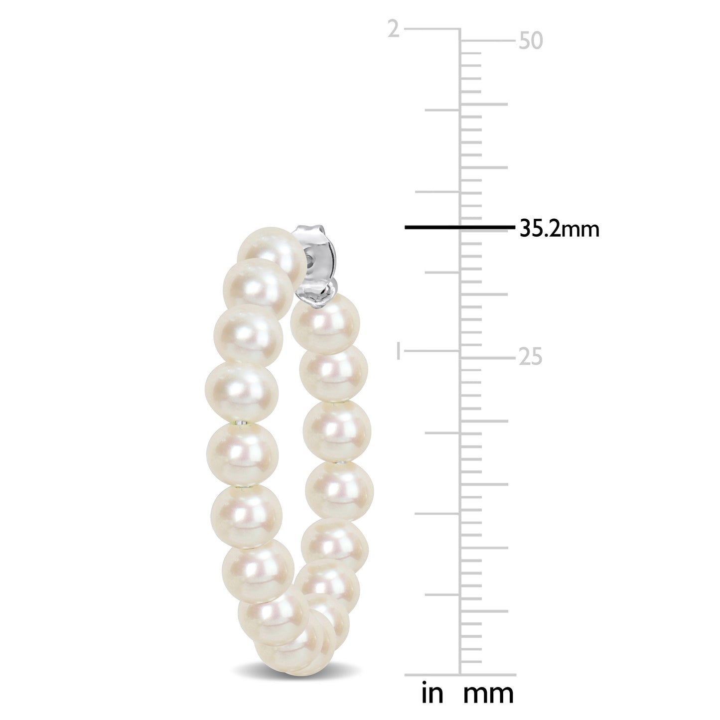 5 - 5.5 MM White Freshwater Cultured Pearl Fashion Post Earrings Silver