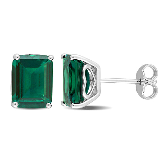 4.6 ct TGW Created emerald fashion post earrings silver