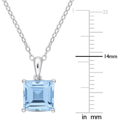 3 ct TGW Blue topaz - sky fashion pendant with chain silver
