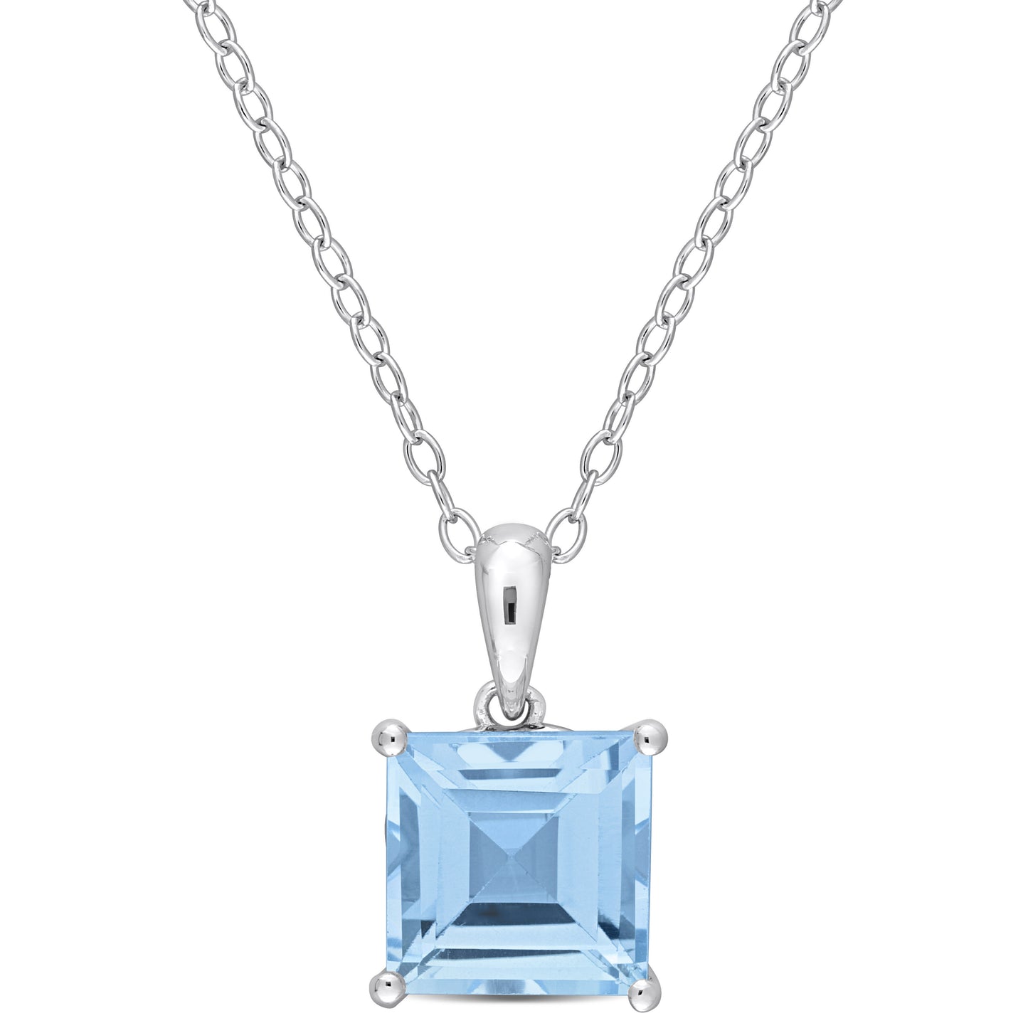 3 ct TGW Blue topaz - sky fashion pendant with chain silver