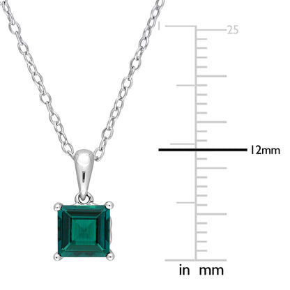 1 1/7 ct TGW Created emerald fashion pendant with chain silver