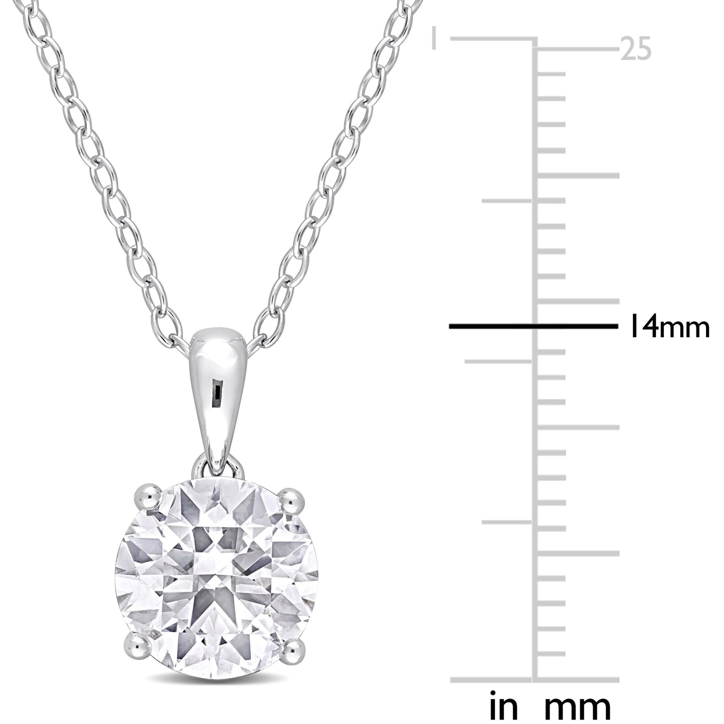 2 1/3 ct TGW White topaz fashion pendant with chain silver