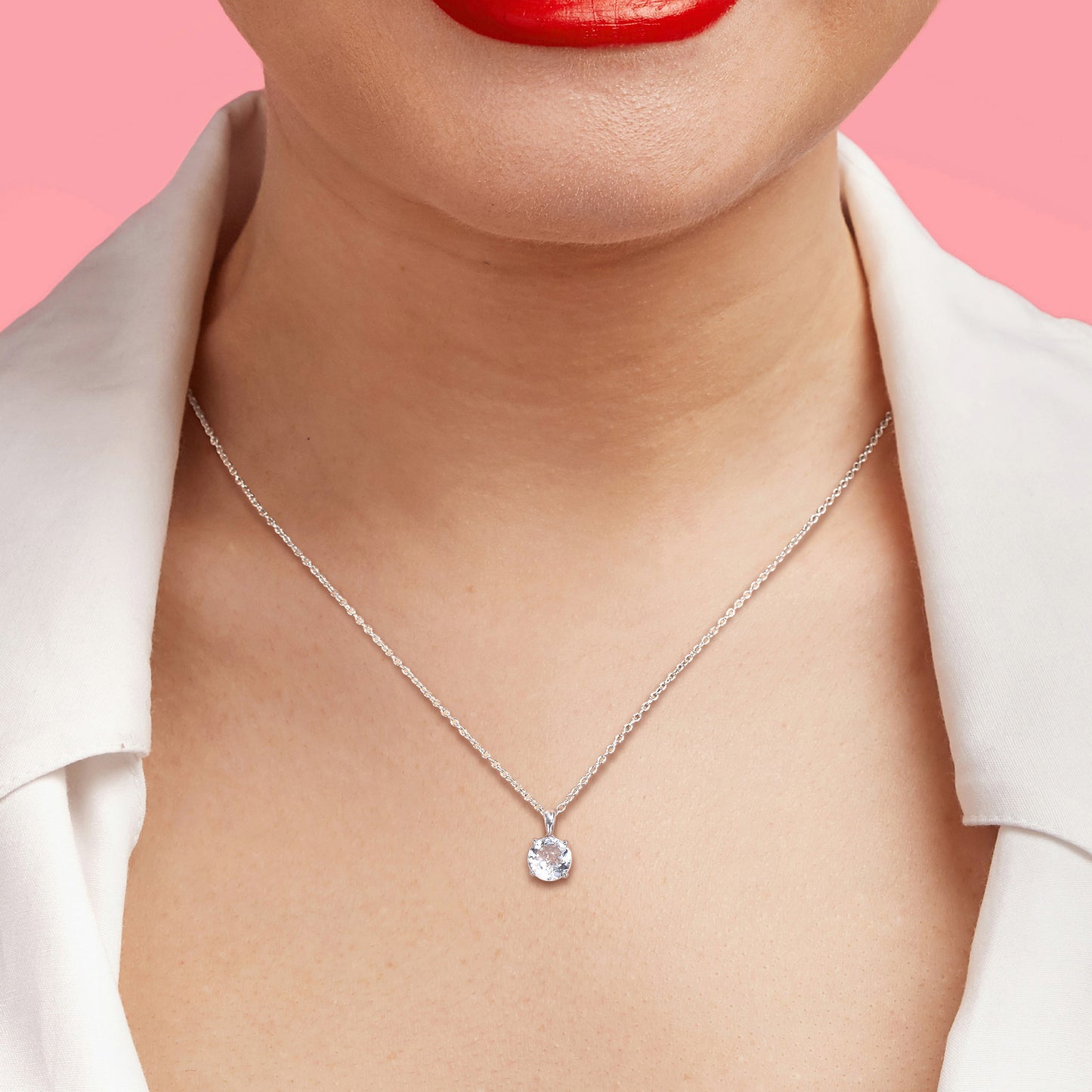 2 1/3 ct TGW White topaz fashion pendant with chain silver