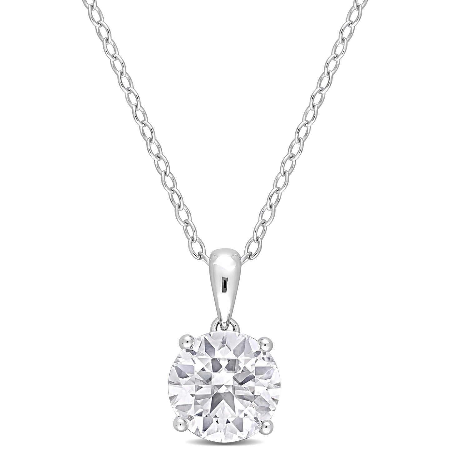 2 1/3 ct TGW White topaz fashion pendant with chain silver