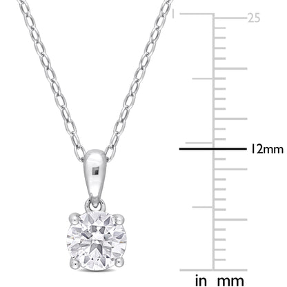 1 ct TGW White topaz fashion pendant with chain silver