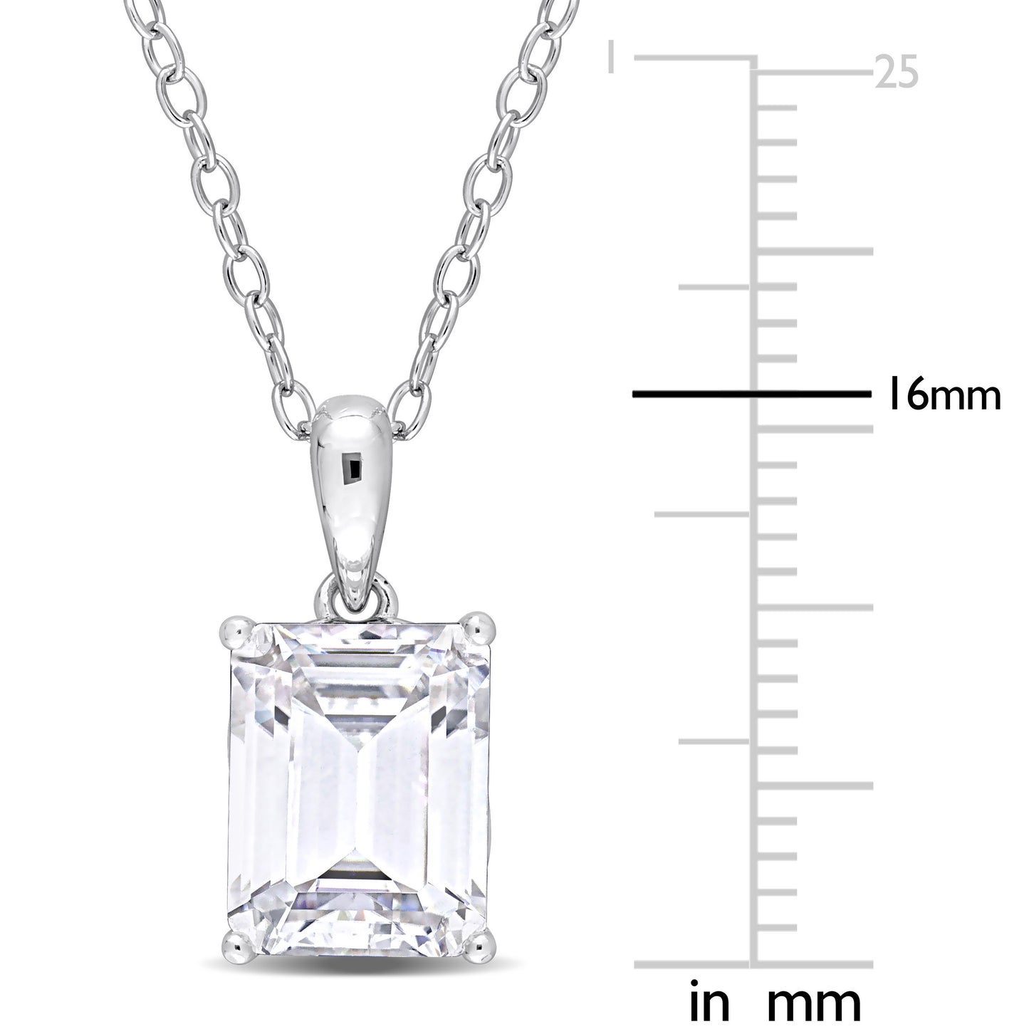 2 3/4 ct TGW White topaz fashion pendant with chain silver